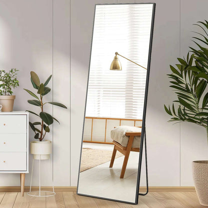 JHK Full Body Wall Mirror 59"x16" Standing Hanging or Wall-Mounted Mirrors with Stand Aluminum Alloy Frame For Bathroom Bedroom