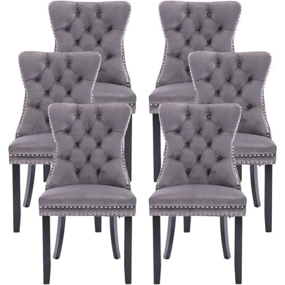 Set of 6 Velvet Tufted Dining Chairs