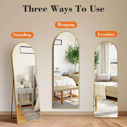 JHK Full Body Wall Mirror 59"x16" Standing Hanging or Wall-Mounted Mirrors with Stand Aluminum Alloy Frame For Bathroom Bedroom