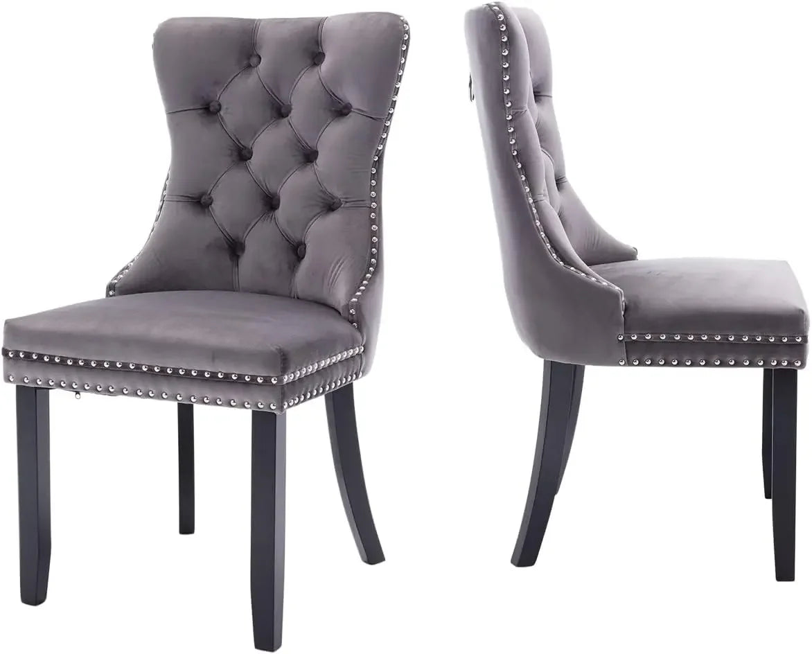 Set of 6 Velvet Tufted Dining Chairs