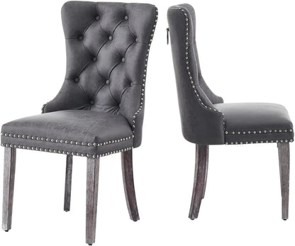 Set of 6 Velvet Tufted Dining Chairs