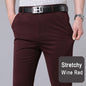 Male Pants Stretch Solid Black Smart Casual Men's Trousers