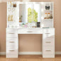 Vanity Desk with LED Lighted Mirror & Power Outlet